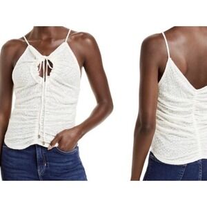 Free People We the Free Love Her Lace Cutout Cami Tank Top Small Boho Ivory Ties